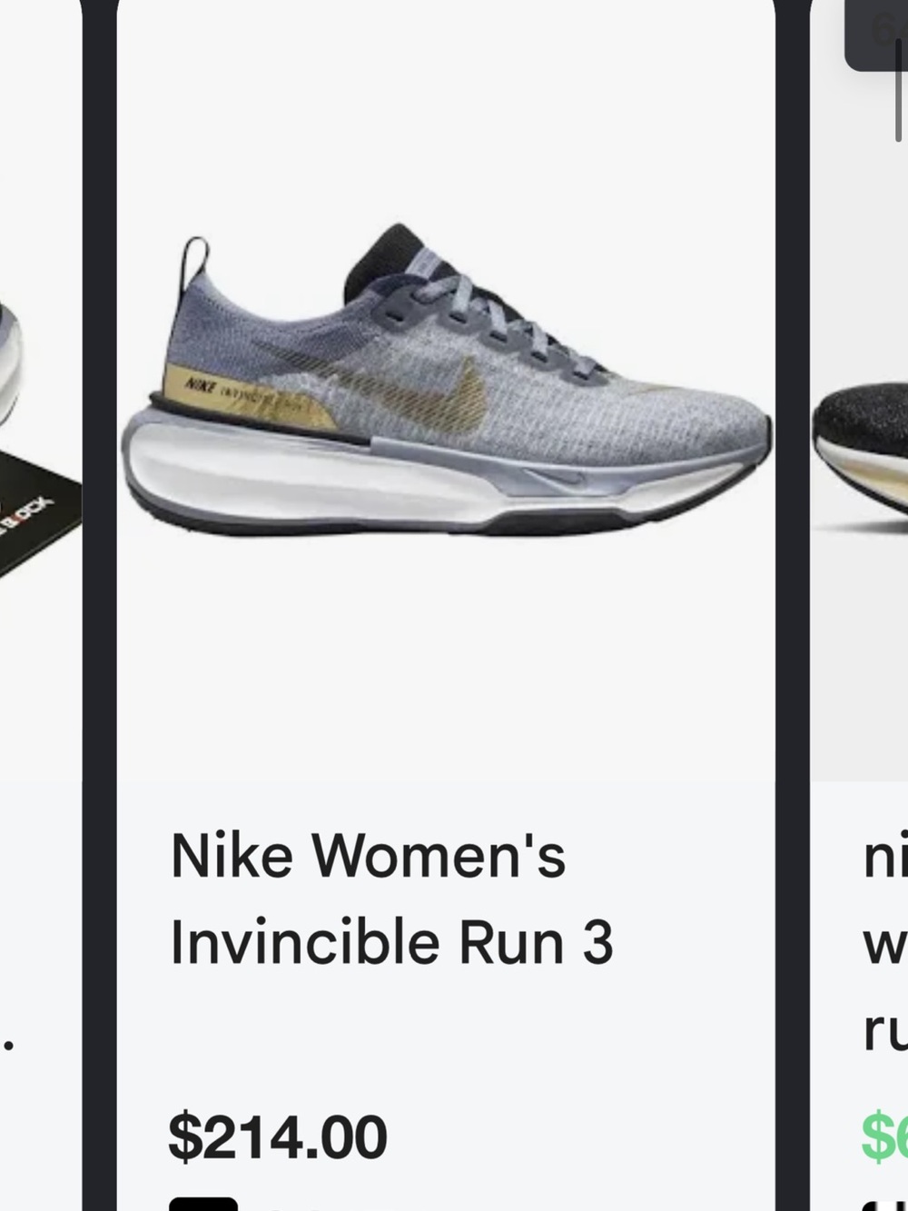 Nike Women's Invincible Run 3 Running Shoes - Grey/Gold